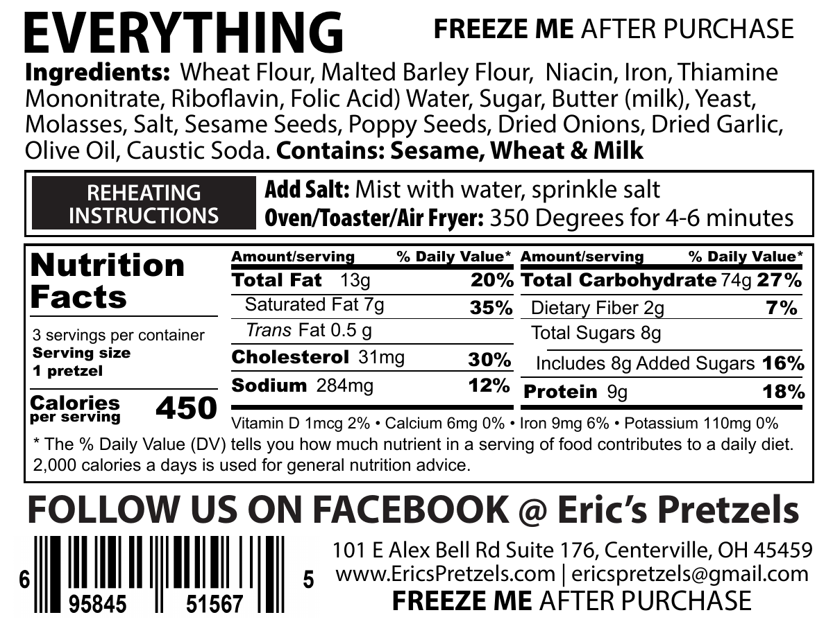 Everything Seasoned Soft Pretzels 3 Pack Nutrition Facts